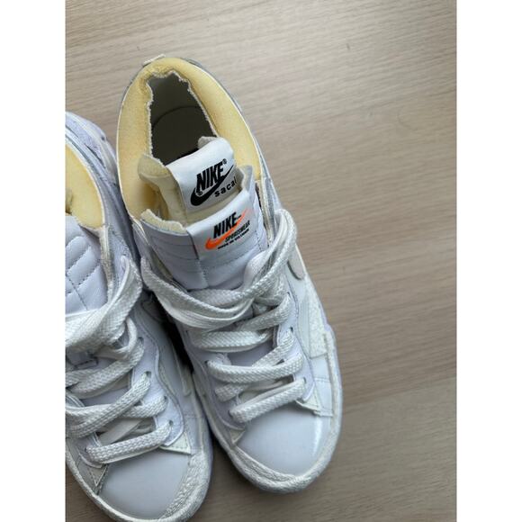 Nike x Sacai Blazer Low White Patent Size 7.5M - LIKE NEW - Picture 4 of 6